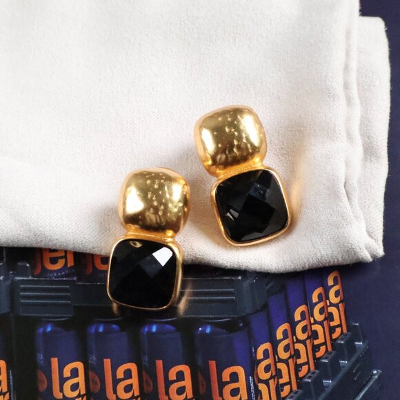 Julie Vos Jewelry - Julie Vos Catalina Earrings Obsidian Black Gold
